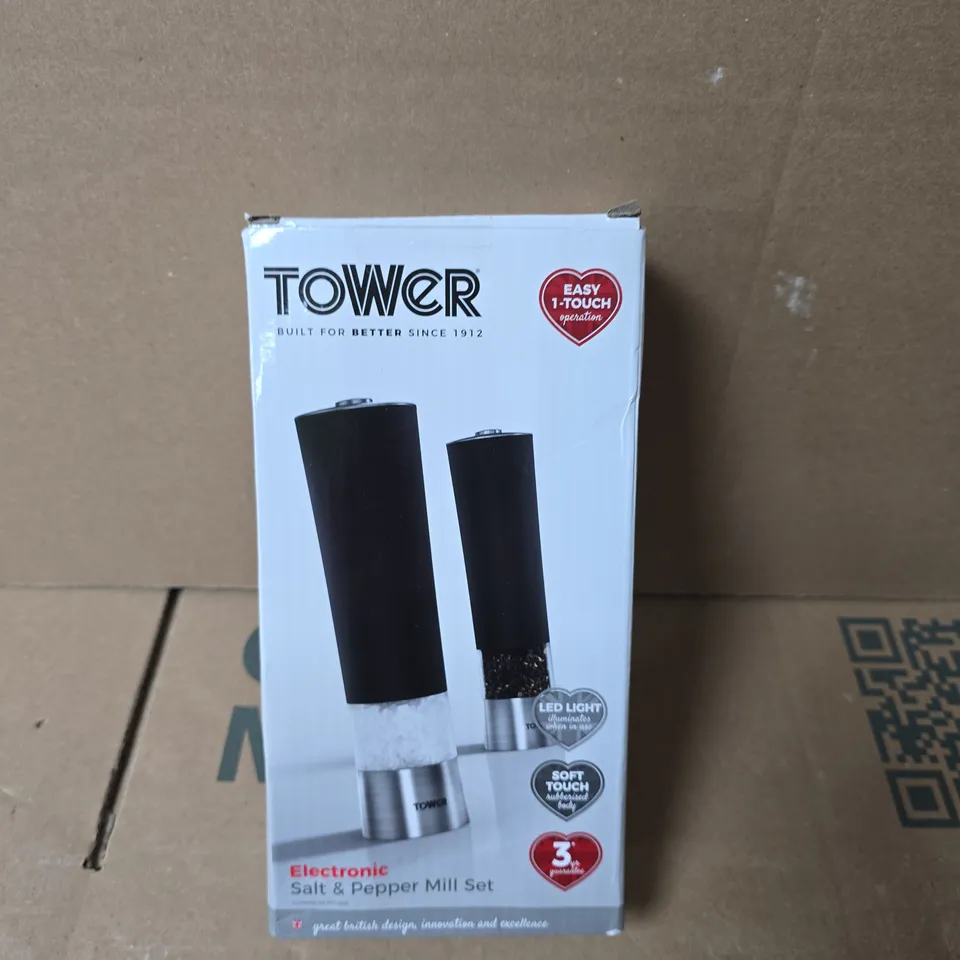 TOWER ELECTRONIC SALT & PEPPER MILL SET 