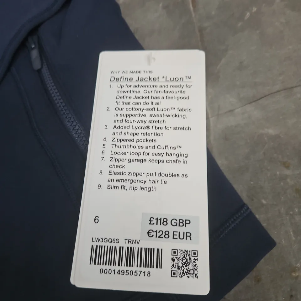 LULULEMON DEFINE JACKET LUON – NAVY – UK SIZE 6