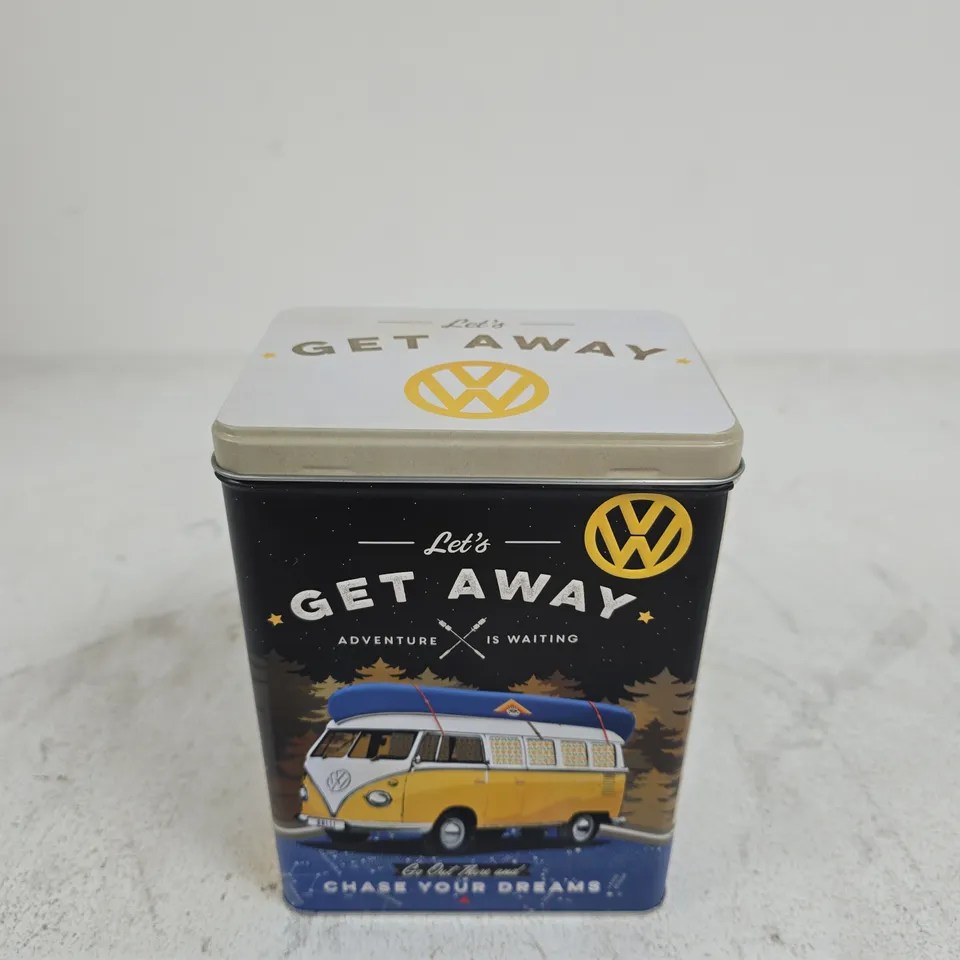 VOLKSWAGEN LET'S GET AWAY STORAGE TIN