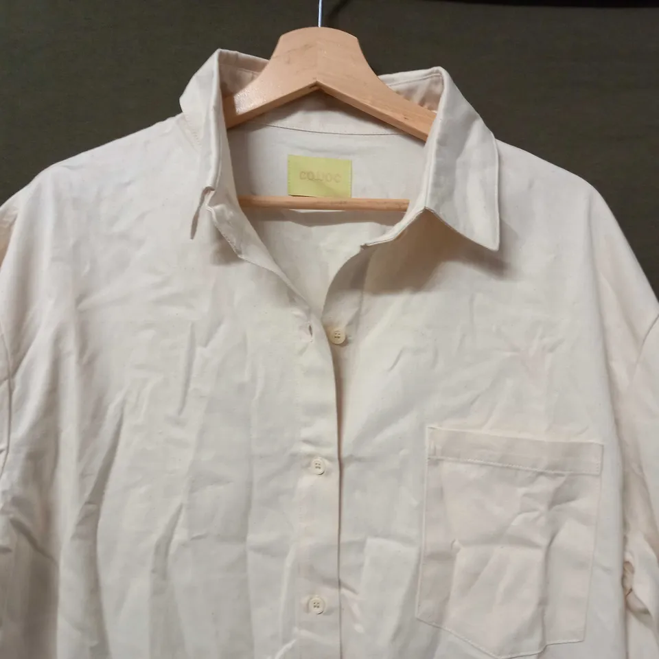 COJJOC COTTON BUTTON UP SHIRT IN CREAMY BEIGE - SMALL