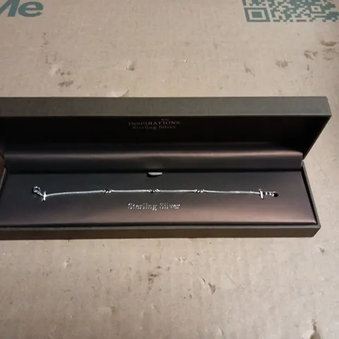 Inspirations Sterling Silver Bracelet with Heart Station Links (925)