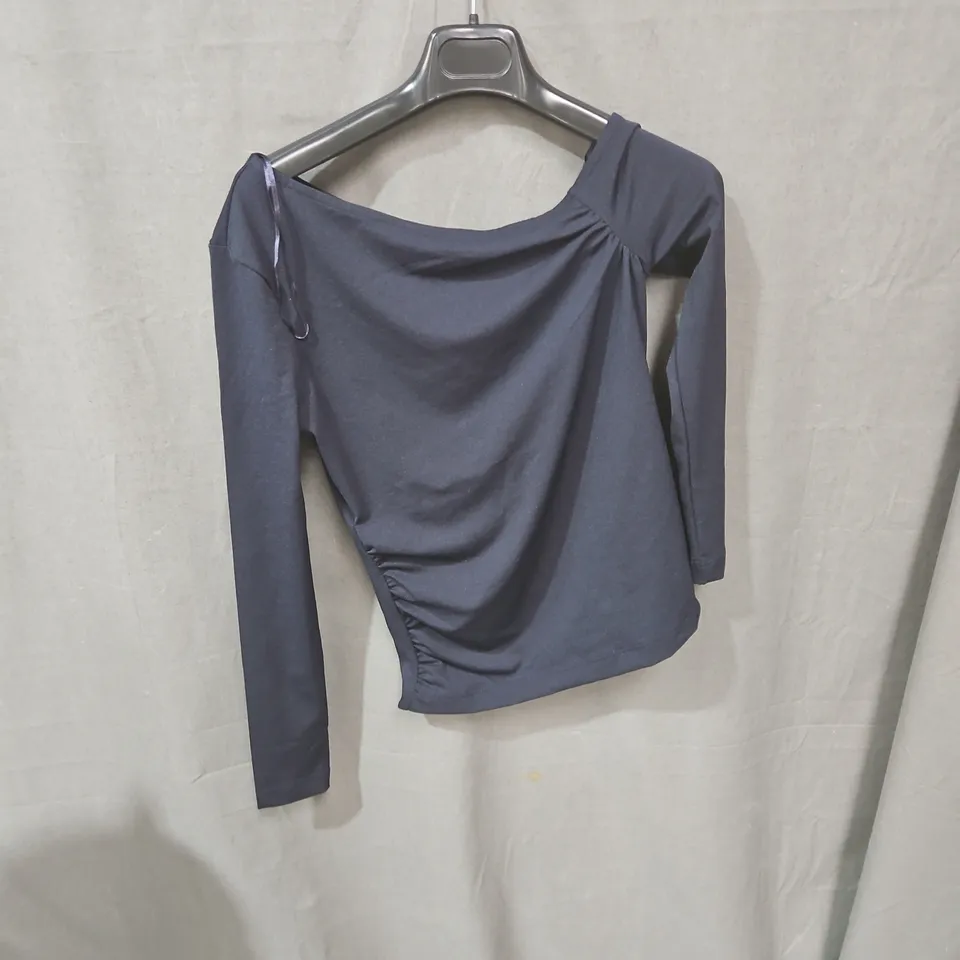 WHISTLES CREPE ASYMMETRIC LONG SLEEVE TOP – NAVY UK 8