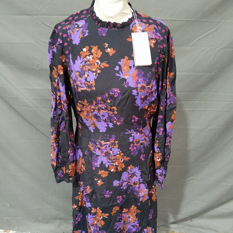 MONSOON PURLE & BLACK KIERA DRESS - UK 12 