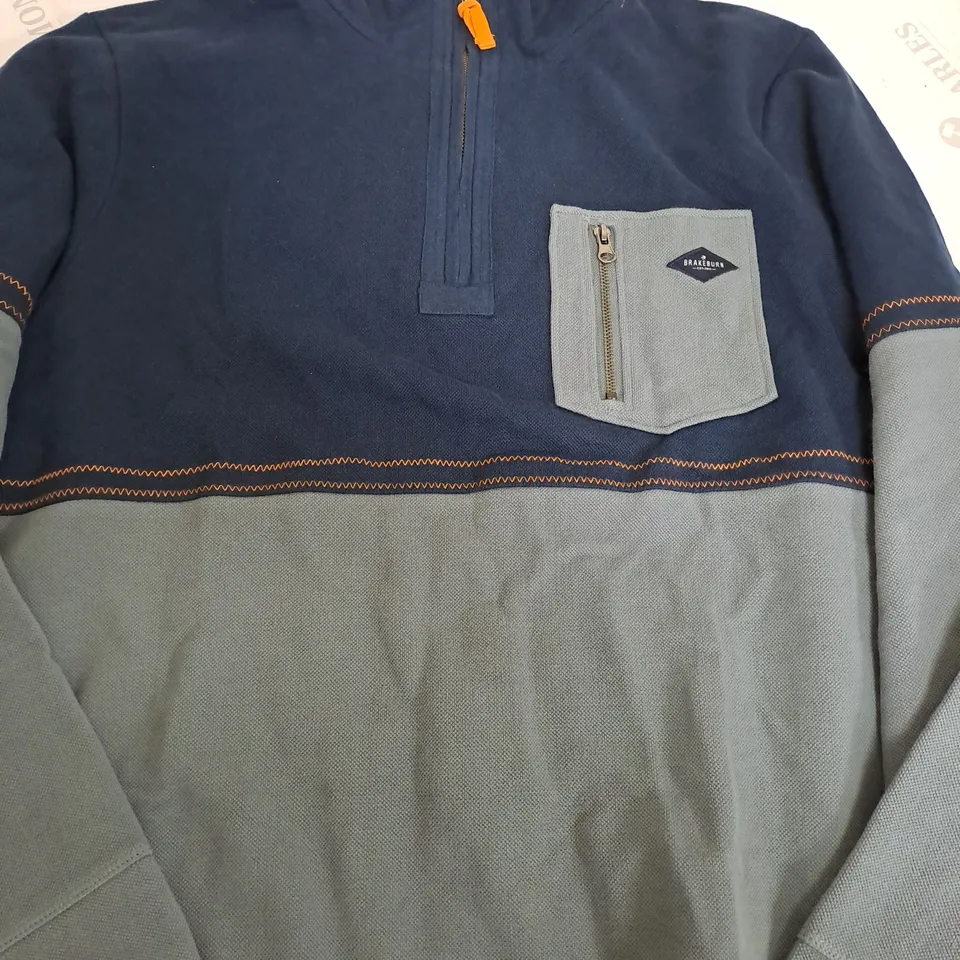 BRAKEBURN QUARTER ZIP IN NAVY - XL