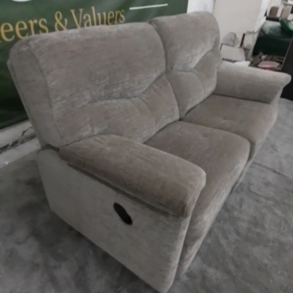DESIGNER G PLAN MADE STRATFORD DESTINY STORMFABRIC MANUAL RECLINING TWO SEATER SOFA