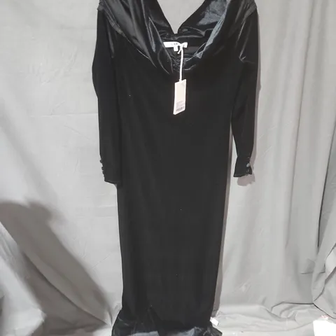 OMNES MAE VELVET DRESS IN BLACK - UK 14