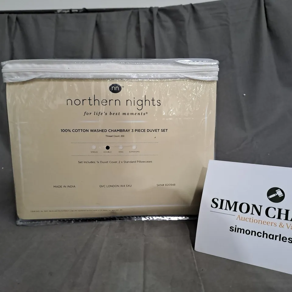 NORTHEN NIGHTS CHAMBRAY 3 PIECE DUVET SET  - DOUBLE 