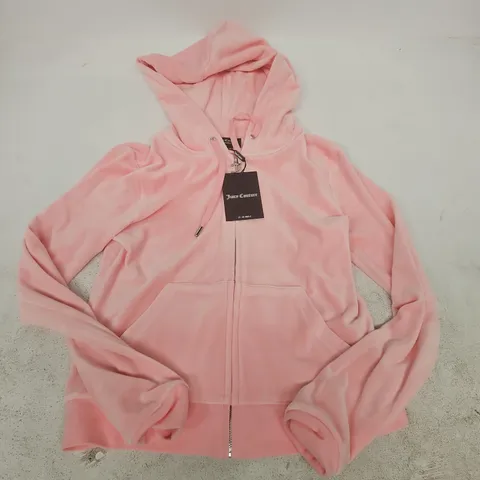 JUICY COUTURE ROBERTSON ZIP THROUGH HOODIE IN PINK - UK MEDIUM