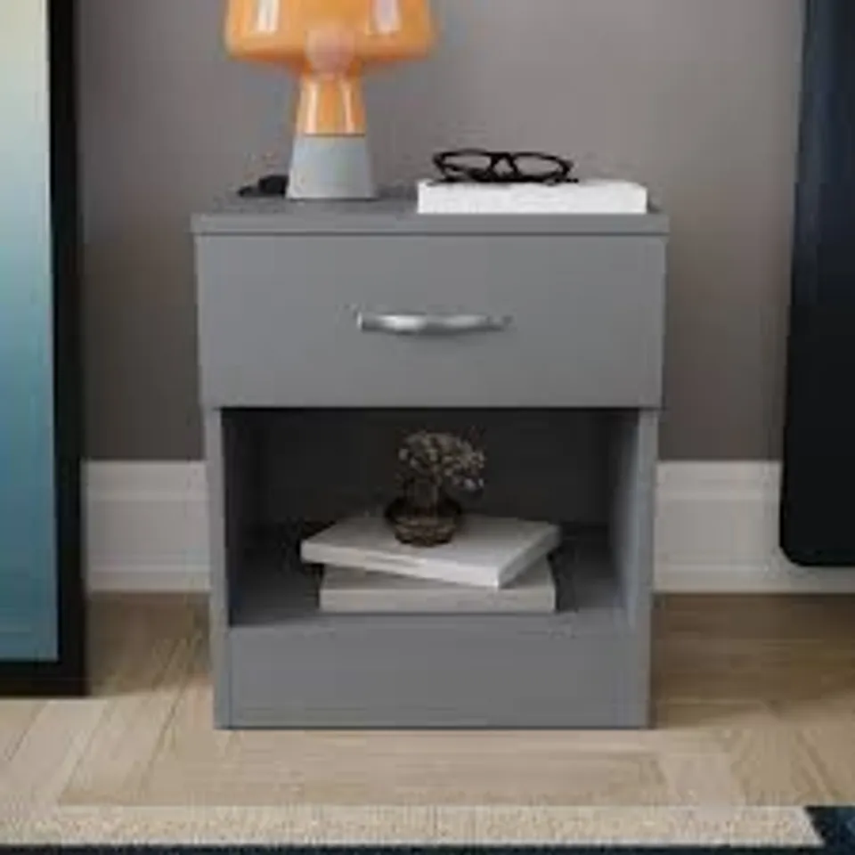 BOXED RIANO 1 DRAWER CHEST - GREY (1 BOX)