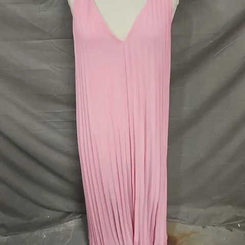 & OTHER STORIES PLEATED CHIFFON MAXI DRESS IN PINK SIZE M