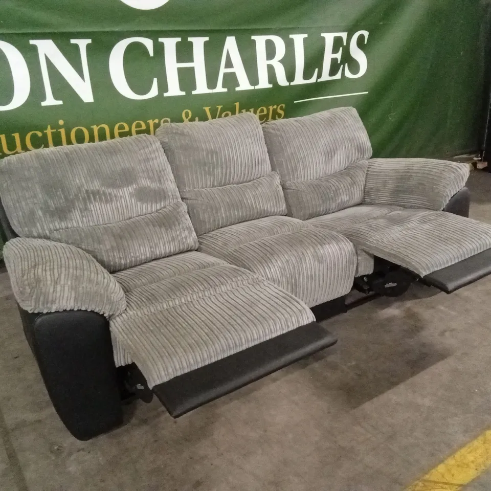 SIENNA FABRIC/FAUX LEATHER HIGH BACK 3 SEATER RECLINER SOFA RRP £849