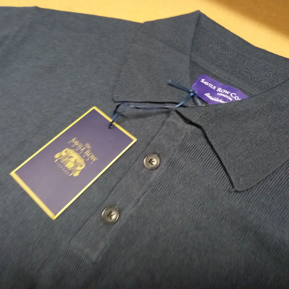 SAVILLE ROW LONG SLEEVE PURE MERINO POLO - S