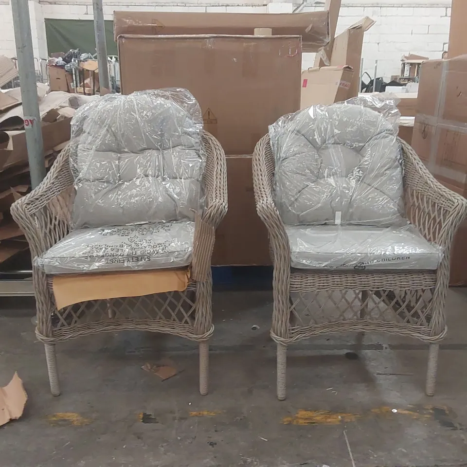 BOXED SET OF 2 RATTAN GARDEN CHAIRS 