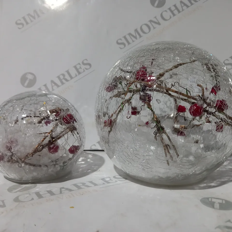 BOXED SET OF 2 GLOBE BERRY DECORATIVE SPHERES