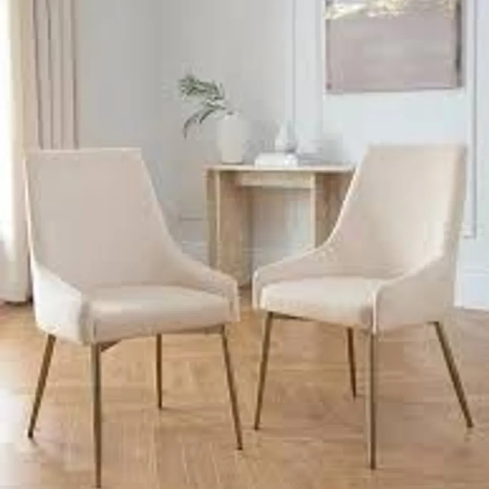 BOXED NALA PAIR OF DINING CHAIRS - CHAMPAGNE/BRASS (1 BOX) RRP £229
