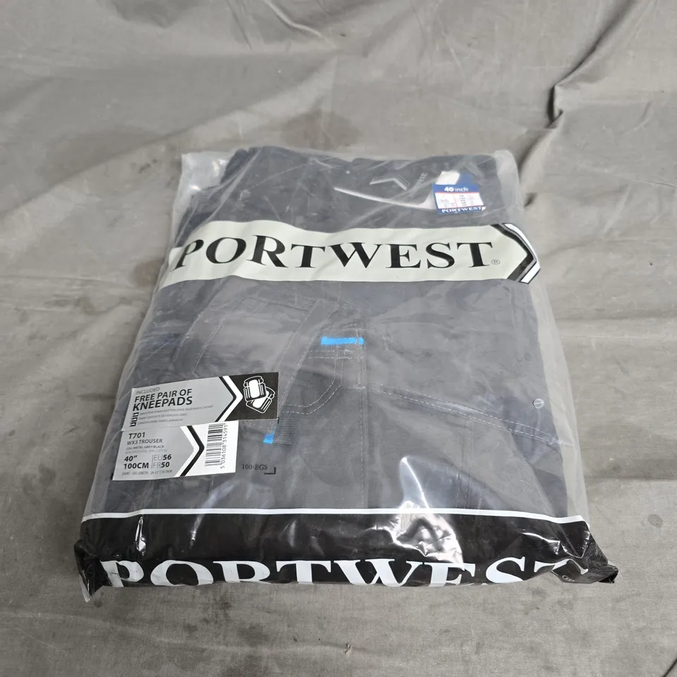 PORTWEST WX3 TROUSERS IN METAL GREY WITH KNEEPADS SIZE 40" SHORT