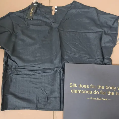 LOT OF 2 BRAND NEW DESTELLO BLACK MODAL/SILK TOPS - UK 10