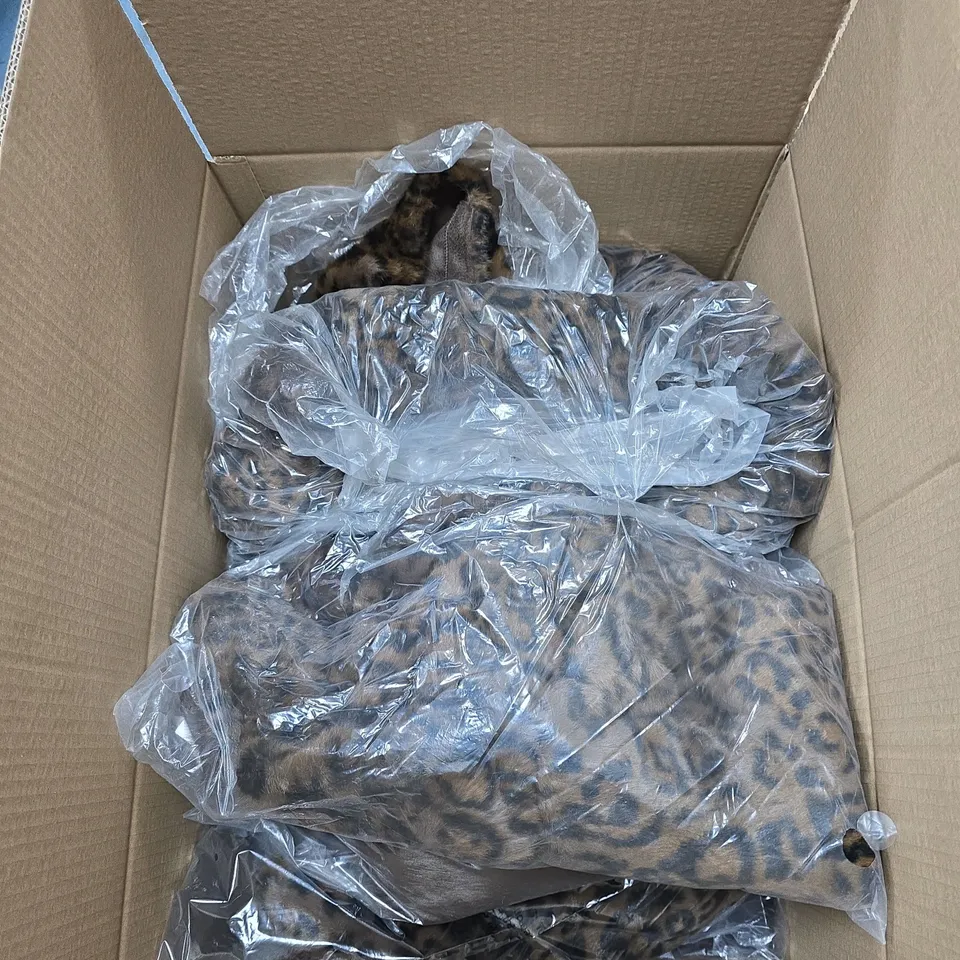 BOX OF APPROXIMATELY 8 LA MAREY LEOPARD PRINT COATS