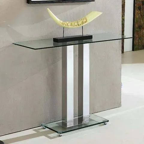 BRAND NEW BOXED JET TRENDY CONSOLE TABLE RECTANGULAR IN CLEAR GLASS (3 BOXES)
