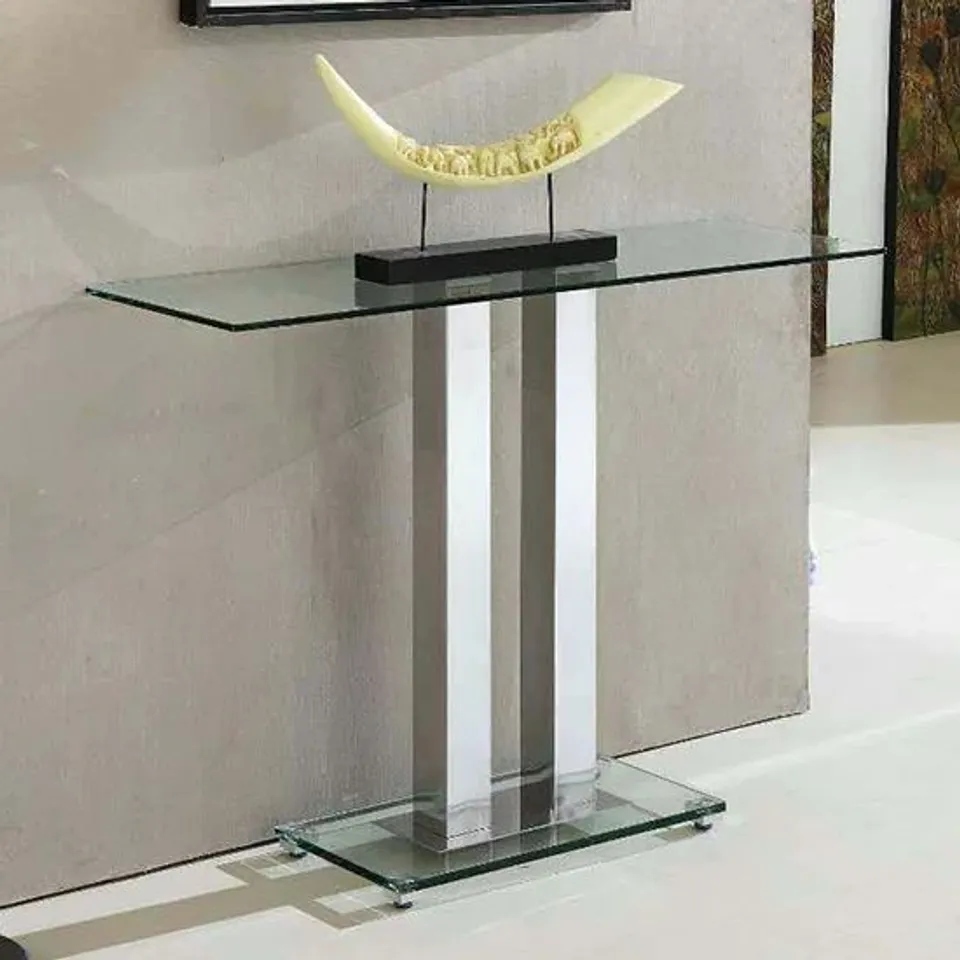 BRAND NEW BOXED JET TRENDY CONSOLE TABLE RECTANGULAR IN CLEAR GLASS (3 BOXES)