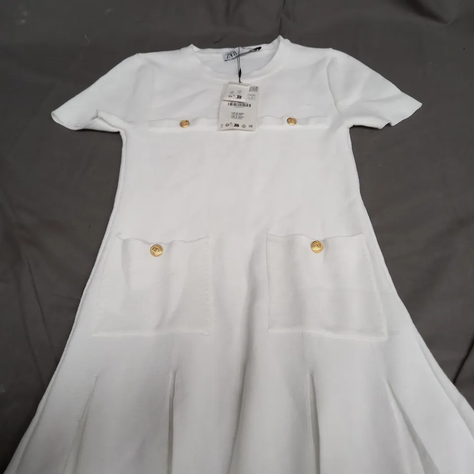 ZARA STRECH WHITE DRESS - XS