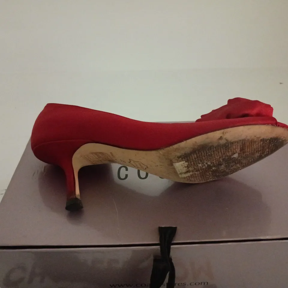COAST CANDICE RED FABRICE RED SATIN SHOES UK 5 BOXED WITH PURSE