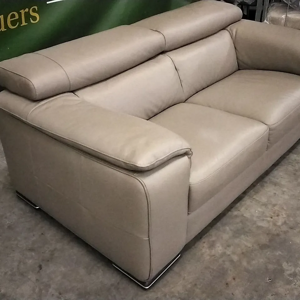 QUALITY ITALIAN DESIGNER MELO LOVESEAT MUD LEATHER