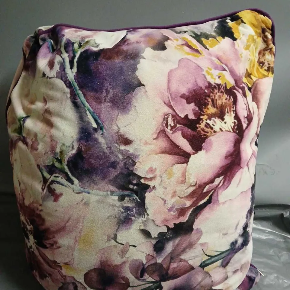 SET OF 2 FLORAL CUSHION BLUE/PURPLE