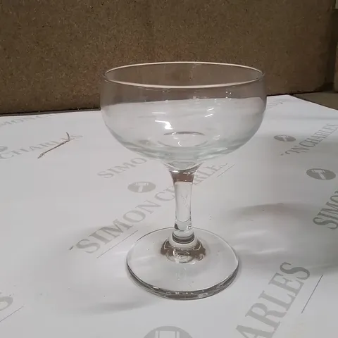 BOX CONTAINING APPROXIMATELY 36 CHAMPAGNE GLASSES