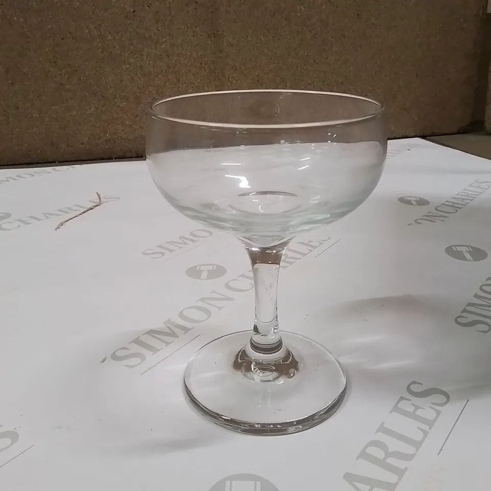 BOX CONTAINING APPROXIMATELY 36 CHAMPAGNE GLASSES