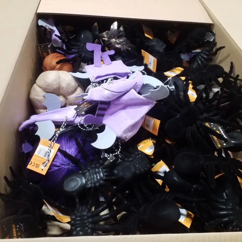 PALLET CONTAINING ASSORTED HALLOWEEN DECORATIONS INCLUDING PLUSH PUMPKINS, SPIDER DECORATIONS, PLUSH BAT BAGS & MACHE PUMPKINS