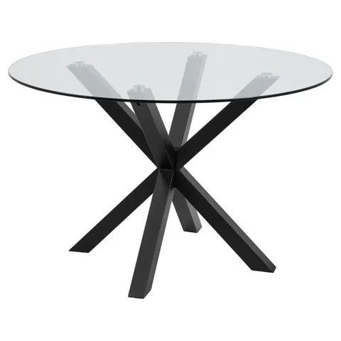 BOXED HEAVEN GLASS DINING TABLE Ø119 WITH BLACK METAL LEGS (2 BOXES)