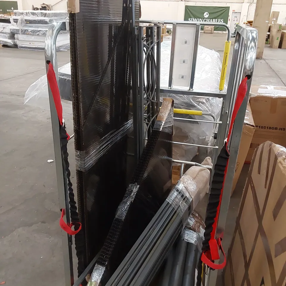 CAGE OF ASSORTED GAZEBO AND GARDEN STRUCTURE PARTS (CAGE NOT INCLUDED)