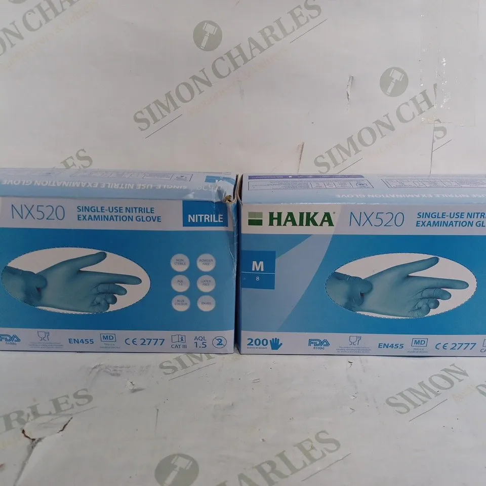 SET OF 2 HAIKA NX520 NITRILE EXAMINATION GLOVES. BOX OF 200 - NHS APPROVED