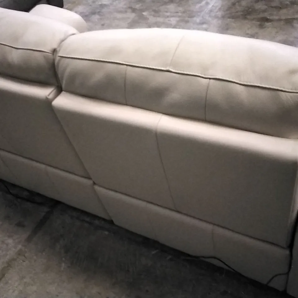 QUALITY ITALIAN DESIGNER GRADO POWER RECLINER LOVESEAT IN WHITE GREY LEATHER
