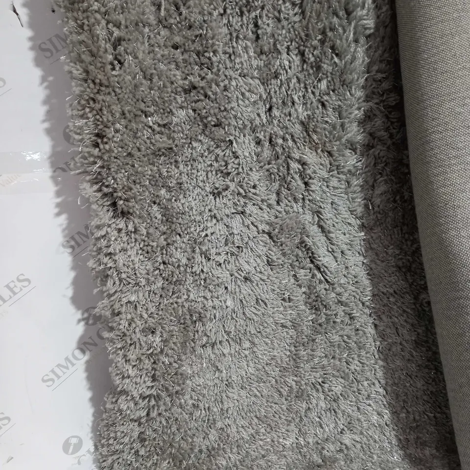 JM BY JULIEN MACDONALD LUXURY DEEP PILE PLUSH SPARKLE RUG GREY APPROX 80CM X 150CM