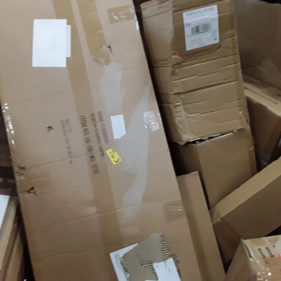 PALLET TO CONTAIN AN ASSORTMENT OF HOUSEHOLD ITEMS TO INCLUDE AIR COOLER, PORTABLE WASHING MACHINE, CAMPING BAGS AND MONITORS ECT