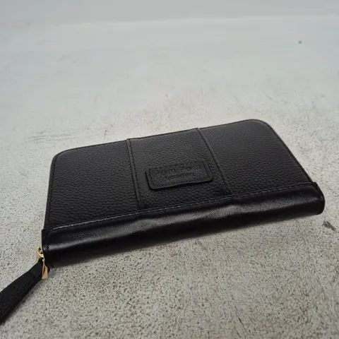 POM POM LONDON BLACK LEATHER ZIP WALLET