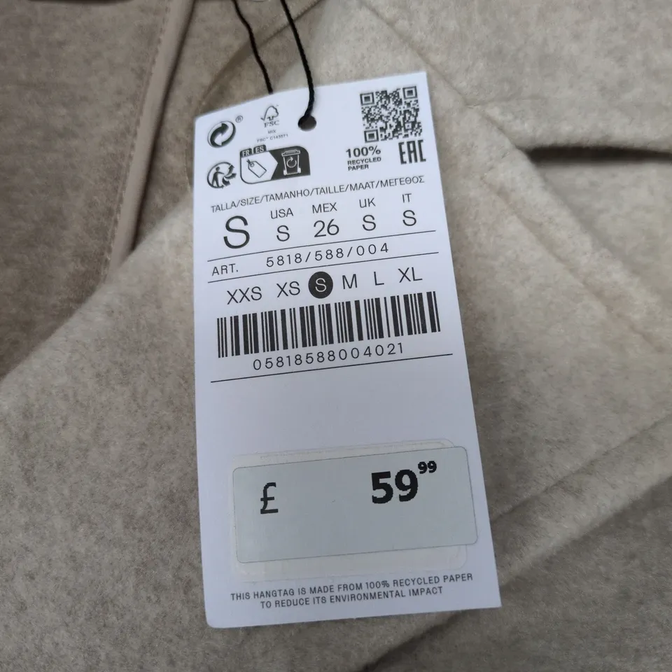 STRADIVARIUS WOMEN'S COAT – BEIGE WOOL-BLEND, SIZE S