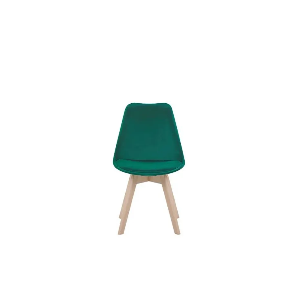 BOXED PAIR DINING CHAIRS GREEN VELVET UPHOLSTERY (SET OF 2 IN 1 BOX)