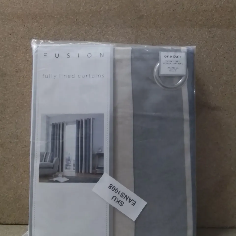 BRAND NEW FUSION FULLY LINED CURTAINS 117CM X 183CM - WHITWORTH BLUE