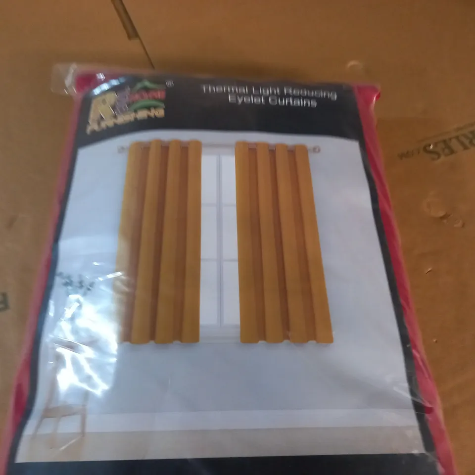 ONE PAIR OF THERMAL LIGHT REDUCING EYELET CURTAINS IN RED - 66X90"