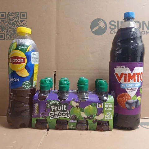 3 ASSORTED FOOD AND DRINK ITEMS TO INCLUDE VIMTO, FRUIT SHOOT MULTIPACK, AND LIPTON ICE TEA