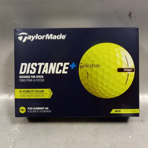 BOXED SEALED TAYLORMADE DISTANCE+ HI-VIS GOLF BALLS - 12 BALLS PER PACK 