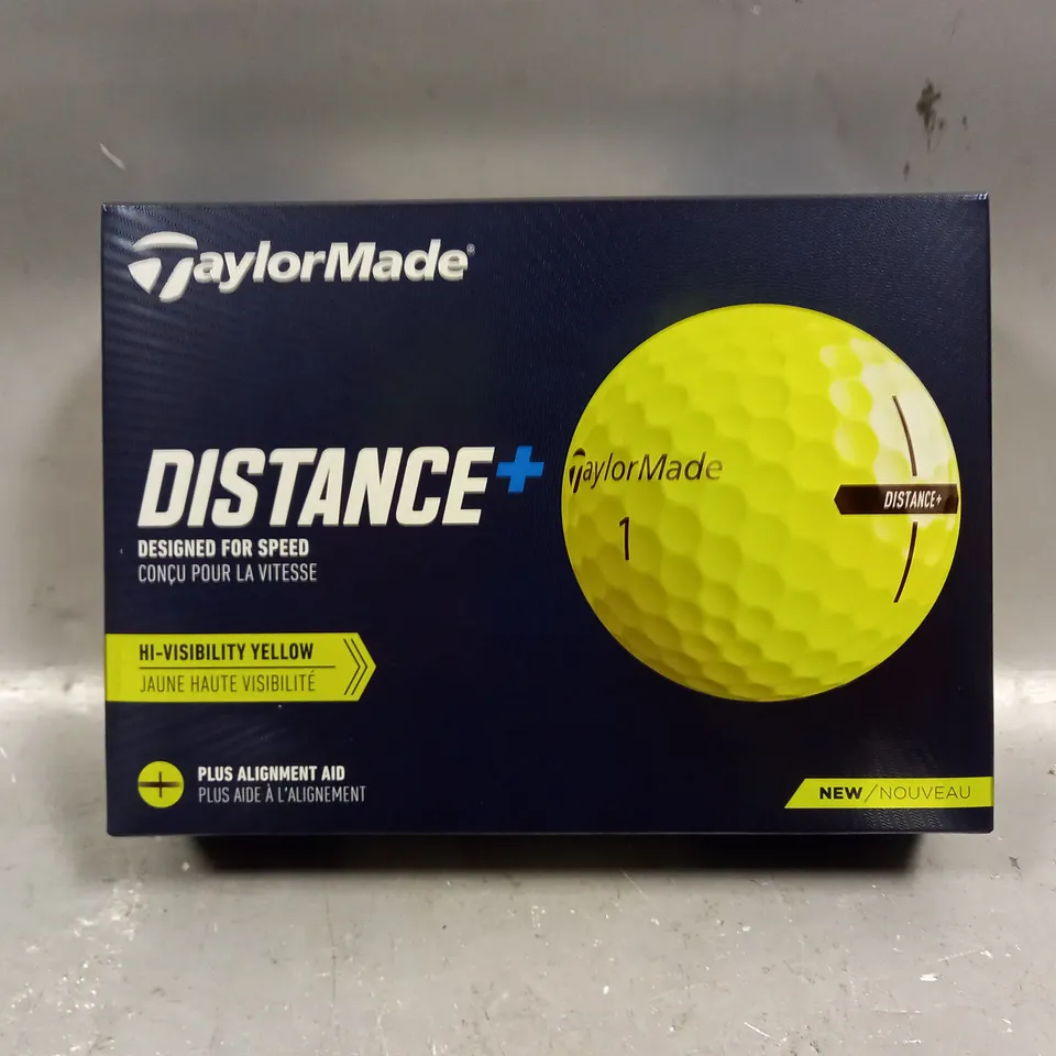 BOXED SEALED TAYLORMADE DISTANCE+ HI-VIS GOLF BALLS - 12 BALLS PER PACK 