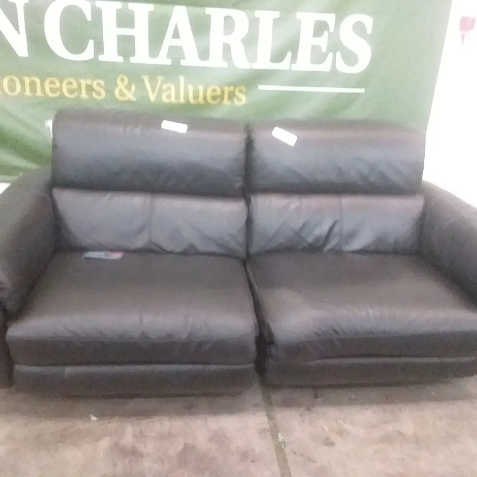 QUALITY DESIGNER ILLINOIS 3 SEATER DOUBLE POWER RECLINER SOFA WITH DOUBLE POWER HEADREST - BLACK LEATHER