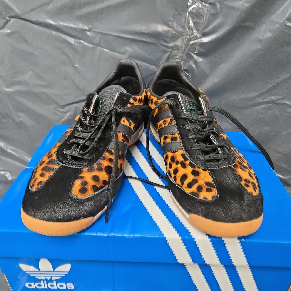 BOXED PAIR OF ADIDAS ORIGINALS SL 72 WOMENS TRAINERS IN ANIMAL PRINT MULTI - UK 7.5