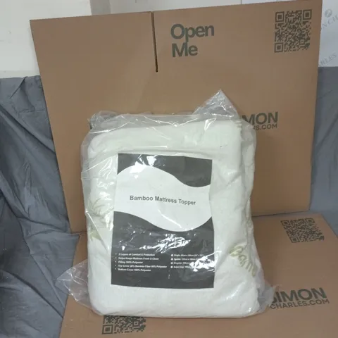 BAMBOO MATTRESS TOPPER – 2-LAYER, TOP COVER 20% BAMBOO FIBRE, 80% POLYESTER; SIZES: SINGLE, DOUBLE, KINGSIZE, SUPER KING