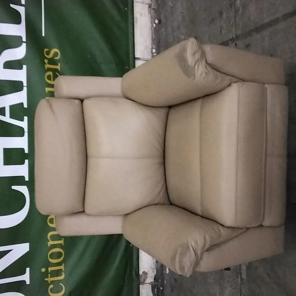 QUALITY DESIGNER MOCHA LEATHER ELECTRIC RECLINING ARMCHAIR