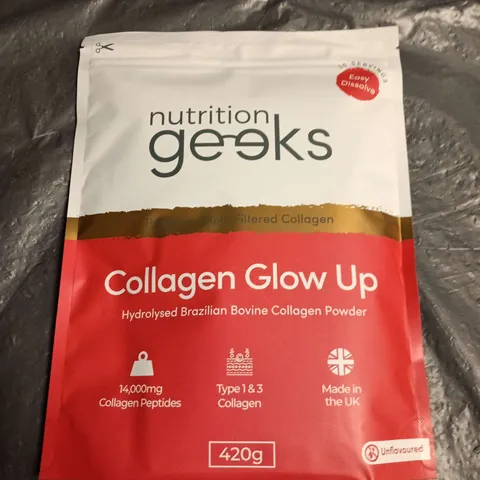 NUTRITION GEEKS COLLAGEN GLOW UP – HYDROLYSED BRAZILIAN BOVINE COLLAGEN POWDER, 420G, UNFLAVOURED